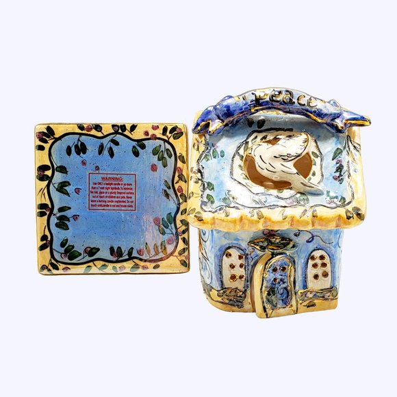 Blue Sky Clayworks Heather Goldminc PEACE 2001 Candle House w/Base Hand Painted - Picture 5 of 9